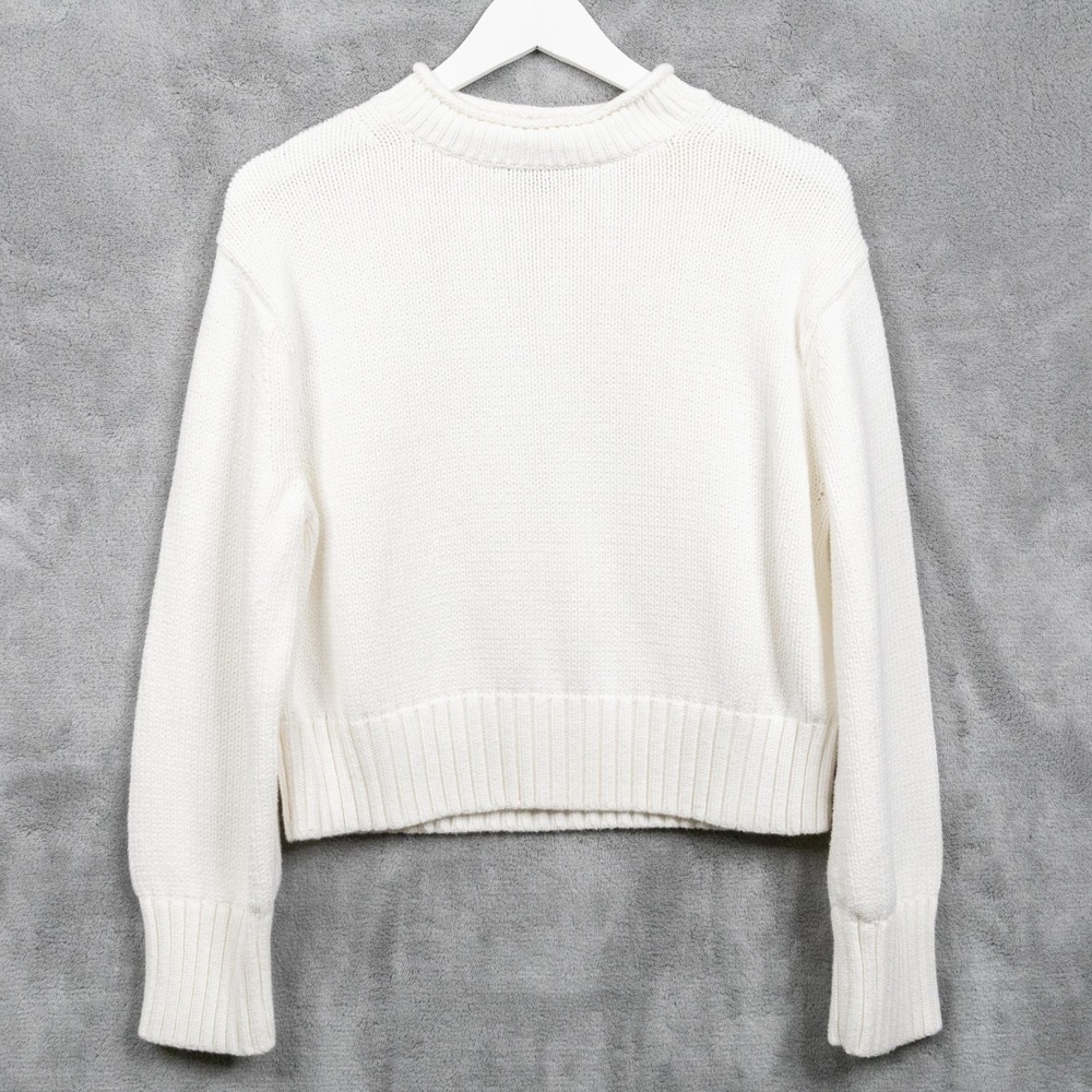 J CREW Oarsman Roll Neck 100% Cotton Sweater Cropped Chunky BV409 Sz S